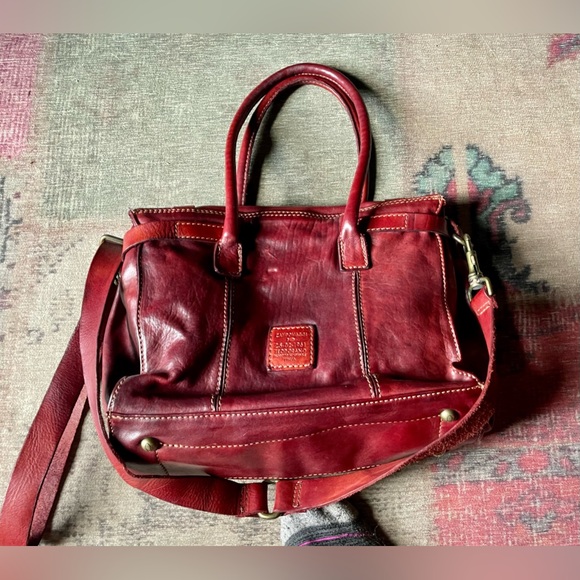Campomaggi Burgandy Red Medium Distressed Leather Sobrero Bag purse - Picture 6 of 13